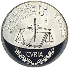 25 евро 2002 года Люксембург «50 лет Европейской судебной системе» — Фото №1