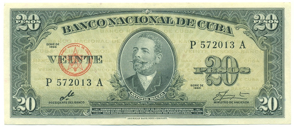 20 песо 1960 года Куба — Фото №1