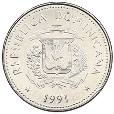 25 сентаво 1991 года Доминиканская республика — Фото №2