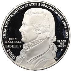 1 доллар 2005 года Р США «170 лет со дня смерти Джона Маршалла» — Фото №2