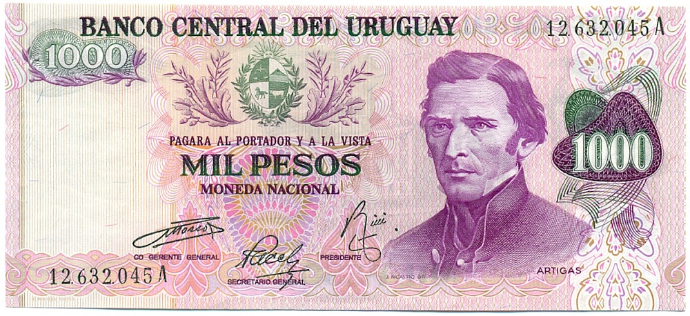 1000 песо 1974 года Уругвай — Фото №1