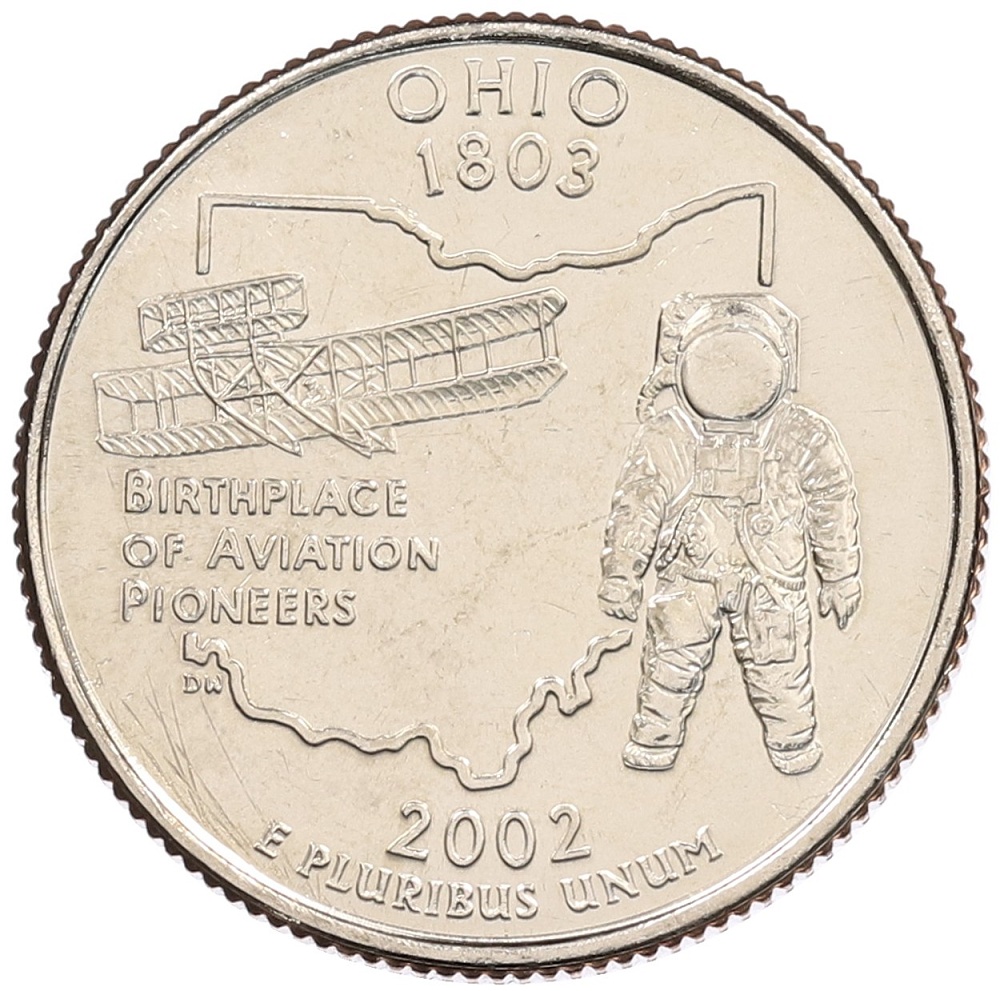 1/4 доллара (25 центов) 2002 года P США «Штаты и территории — Огайо» — Фото №1