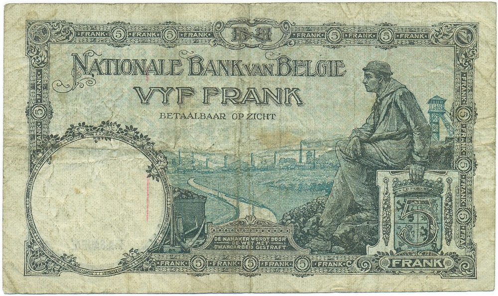 5 франков 1951 года Бельгия — Фото №2