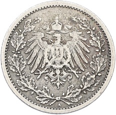 1/2 марки 1908 года A Германия — Фото №2
