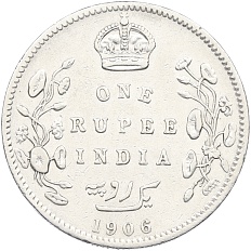 1 рупия 1906 года Британская Индия — Фото №1