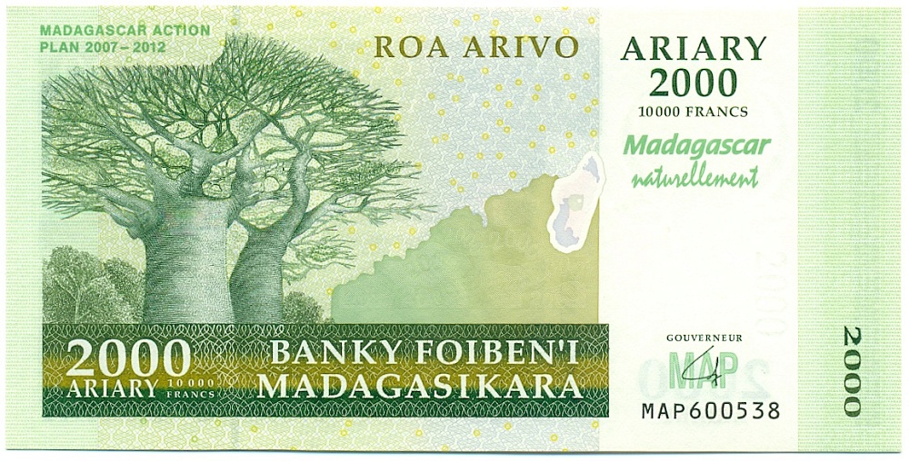 2000 ариари (10000 франков) 2012 года Мадагаскар «План действий Мадагаскара» — Фото №1