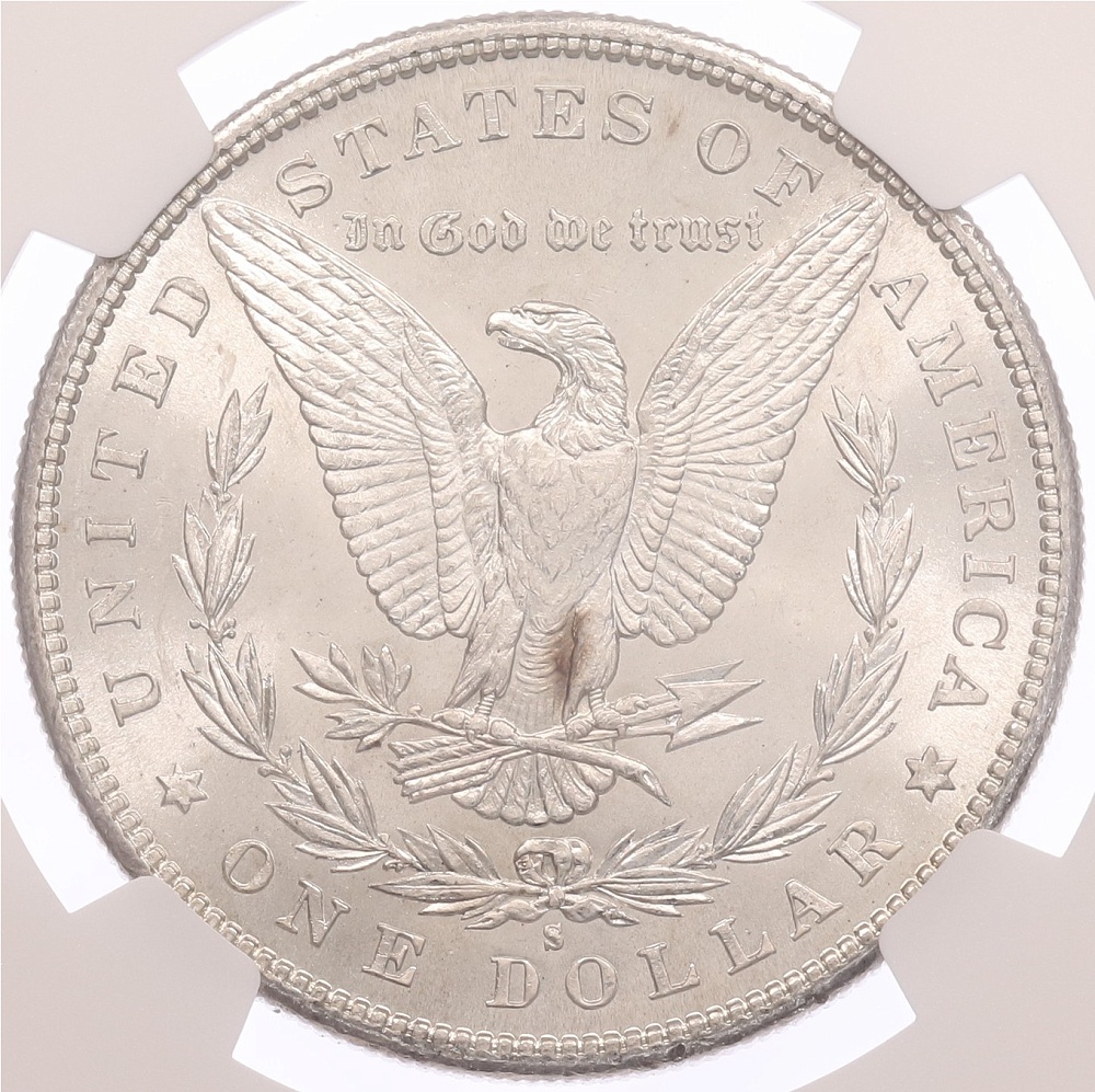 1 доллар 1880 года S США «Доллар Моргана» в слабе NGC (MS63) — Фото №2