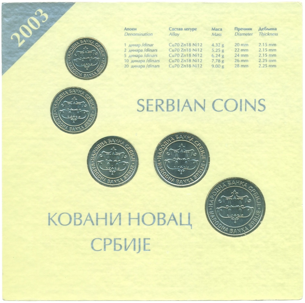 Годовой набор монет 2003 года Сербия — Фото №2
