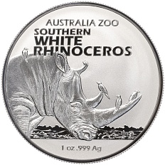 1 доллар 2023 года Австралия «Австралийский зоопарк — Южный белый носорог» — Фото №1