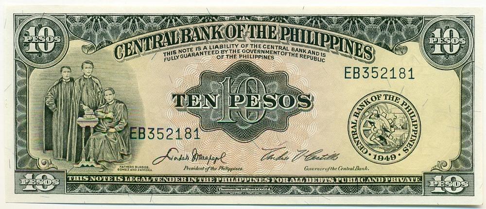 10 песо 1949 года Филиппины — Фото №1
