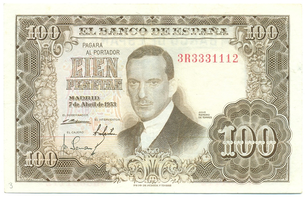 100 песет 1953 года Испания — Фото №1