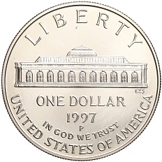 1 доллар 1997 года Р США «175 лет Ботаническому саду» — Фото №2