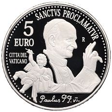 5 евро 2018 года Ватикан «Канонизация Папы Римского Павла VI» — Фото №1