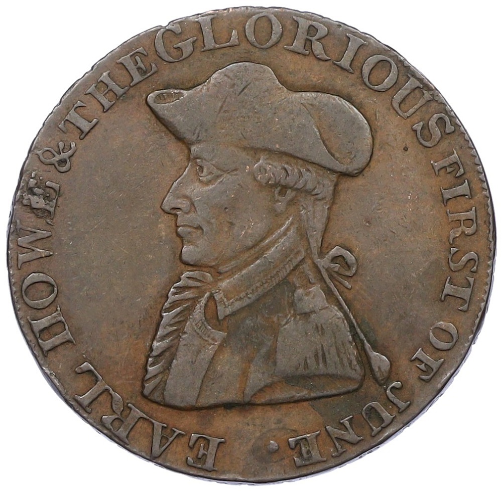 Токен 1/2 пенни 1794 года Великобритания  — Эмсворт (Эрл Хоу) — Фото №1