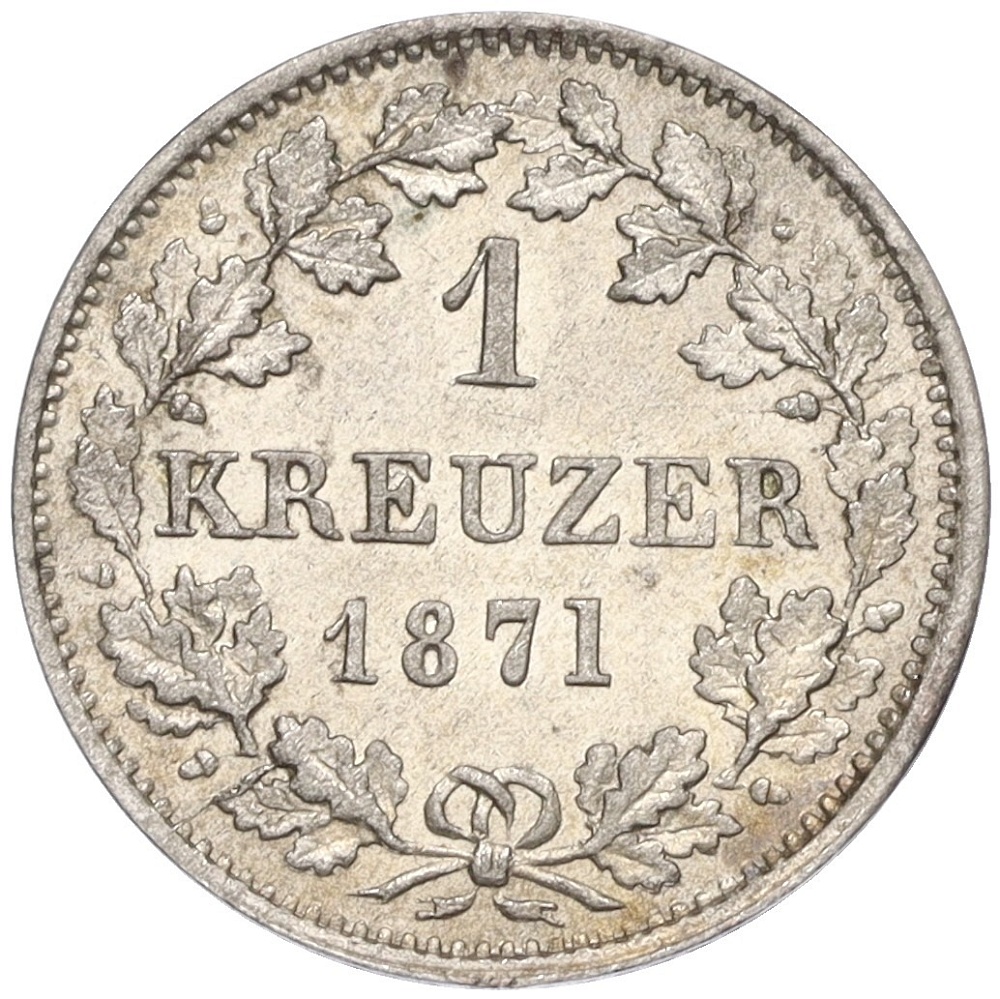 1 крейцер 1871 года Гессен-Дармштадт — Фото №1