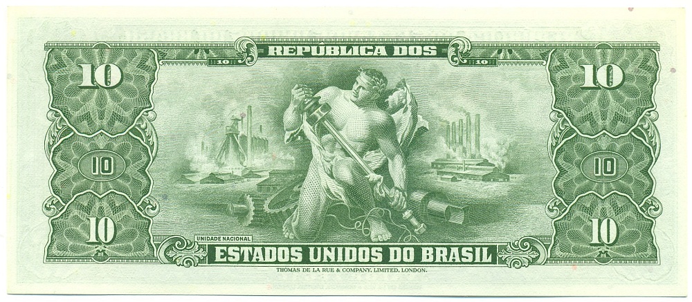 1 сентаво 1966 года Бразилия (Надпечатка на 10 крузейро) — Фото №2