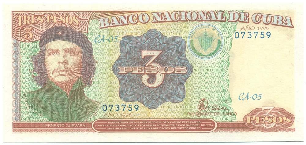 3 песо 1995 года Куба — Фото №1