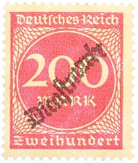 Почтовая марка 200 марок 1923 года Германия — Фото №1