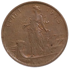 1 чентезимо 1915 года Италия — Фото №1