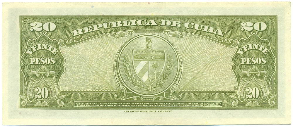 20 песо 1960 года Куба — Фото №2