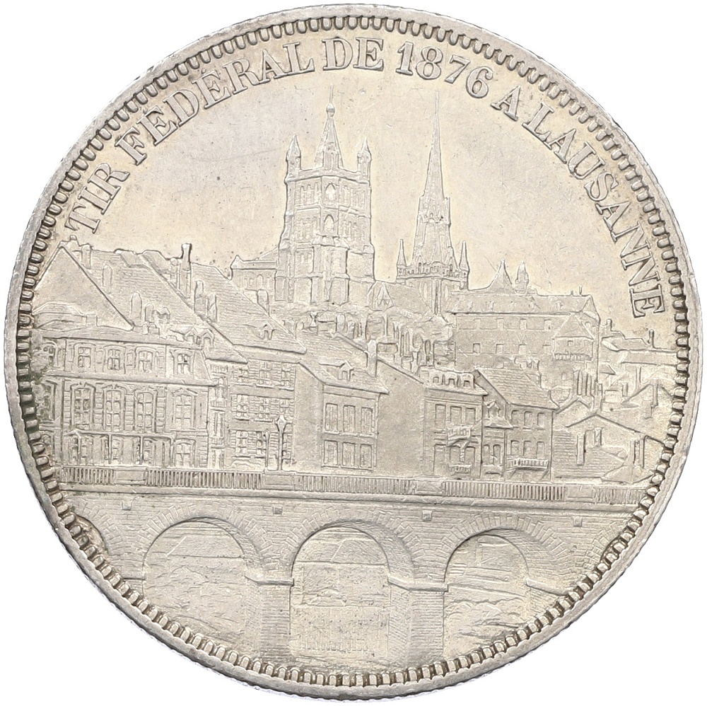 5 франков 1876 года Швейцария «Стрелковый фестиваль в Лозанне» — Фото №1