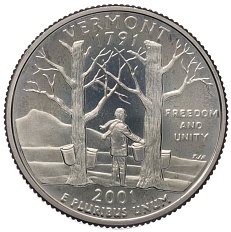 1/4 доллара (25 центов) 2001 года S США «Штаты и территории — Вермонт» — Фото №1