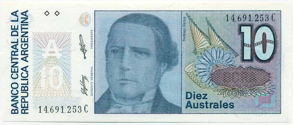 10 аустралей 1987 года Аргентина — Фото №1