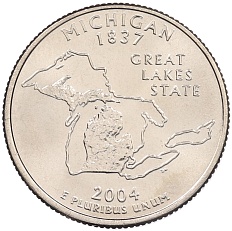 1/4 доллара (25 центов) 2004 года D США «Штаты и территории — Мичиган» — Фото №1