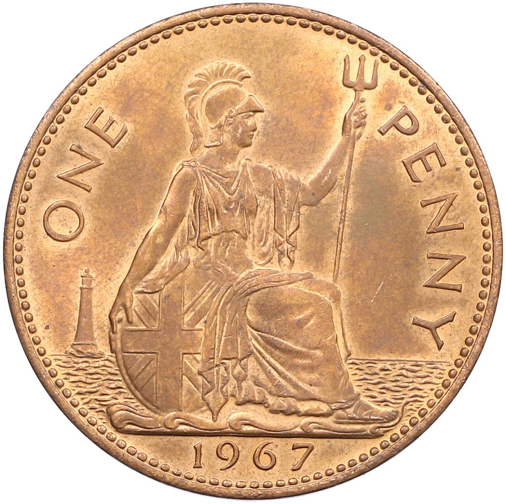1 пенни 1967 года Великобритания — Фото №1