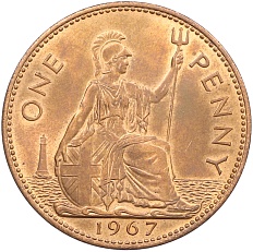 1 пенни 1967 года Великобритания — Фото №1