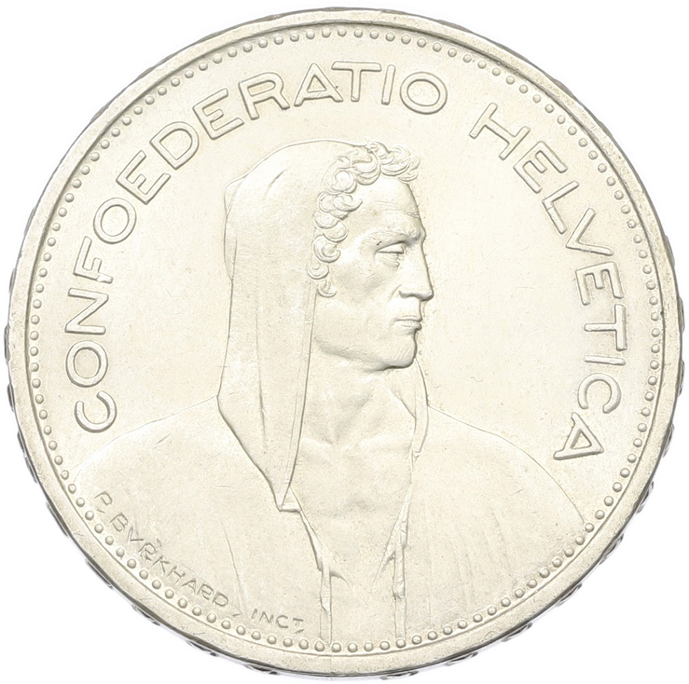 5 франков 1939 года Швейцария — Фото №2