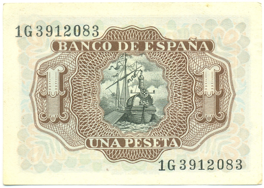 1 песета 1953 года Испания — Фото №2