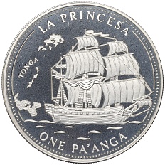 1 паанга 1993 года Тонга «Парусник La Princesa» — Фото №1
