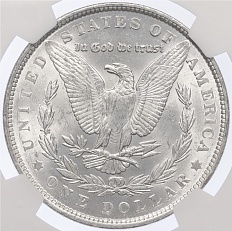 1 доллар 1889 года США «Доллар Моргана» в слабе NGC (MS63) — Фото №2