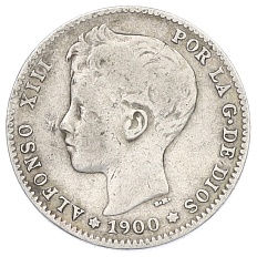 1 песета 1900 года Испания — Фото №1