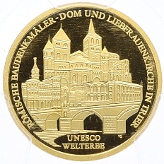 100 евро 2009 года J Германия «Мировое наследие ЮНЕСКО — Трир» в слабе PCGS (MS79) — Фото №1