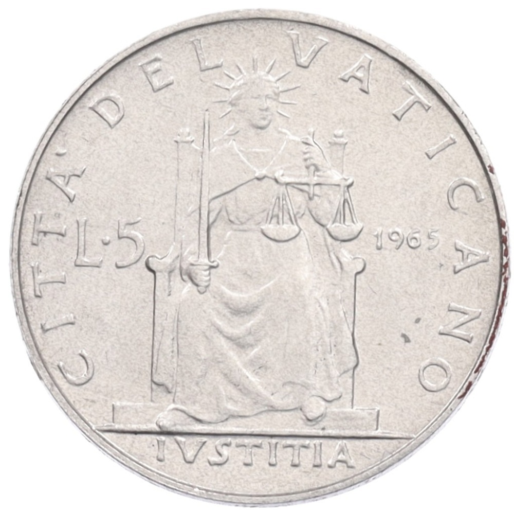 5 лир 1965 года Ватикан — Фото №1