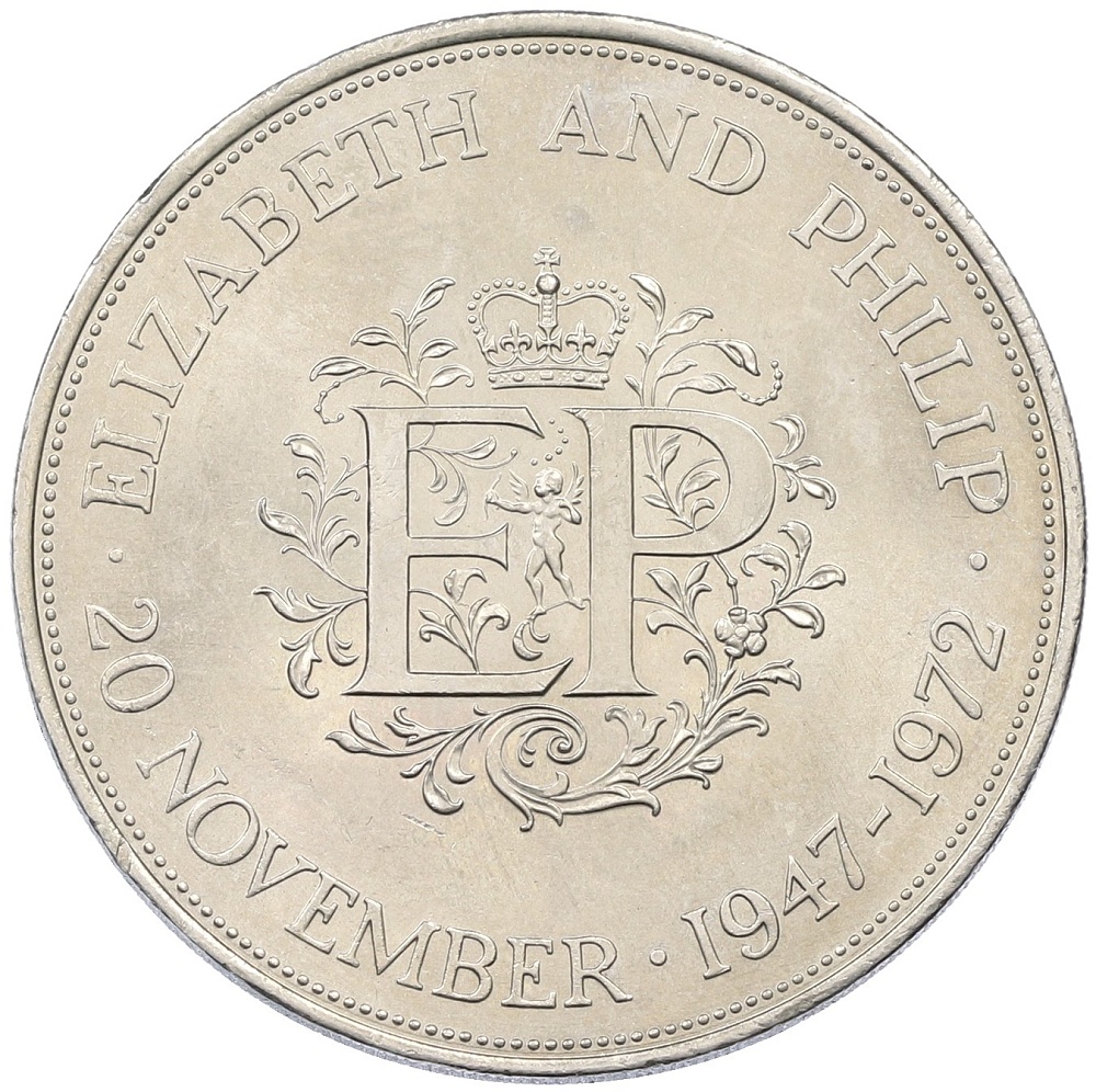 25 пенсов 1972 года Великобритания «Королевская серебряная свадьба» — Фото №1