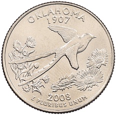 1/4 доллара (25 центов) 2008 года D США «Штаты и территории — Оклахома» — Фото №1