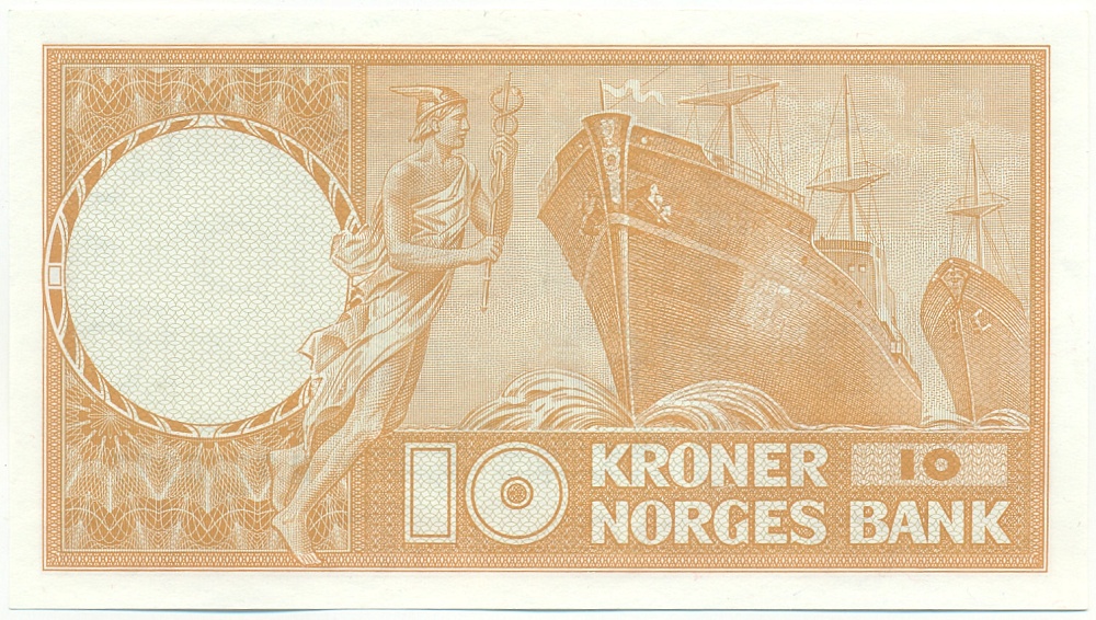 10 крон 1968 года Норвегия — Фото №2