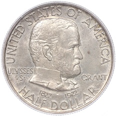 1/2 доллара 1922 года S США «100 лет со дня рождения Улисса Гранта» — в слабе PCGS (MS63) — Фото №1