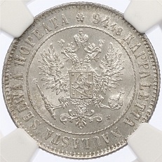 1 марка 1915 года Русская Финляндия — в слабе NGC (MS64) — Фото №2