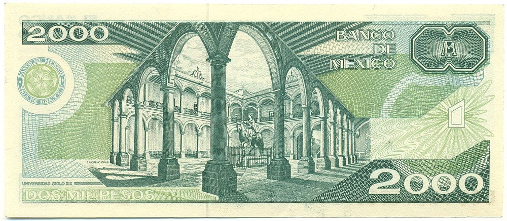 2000 песо 1989 года Мексика — Фото №2