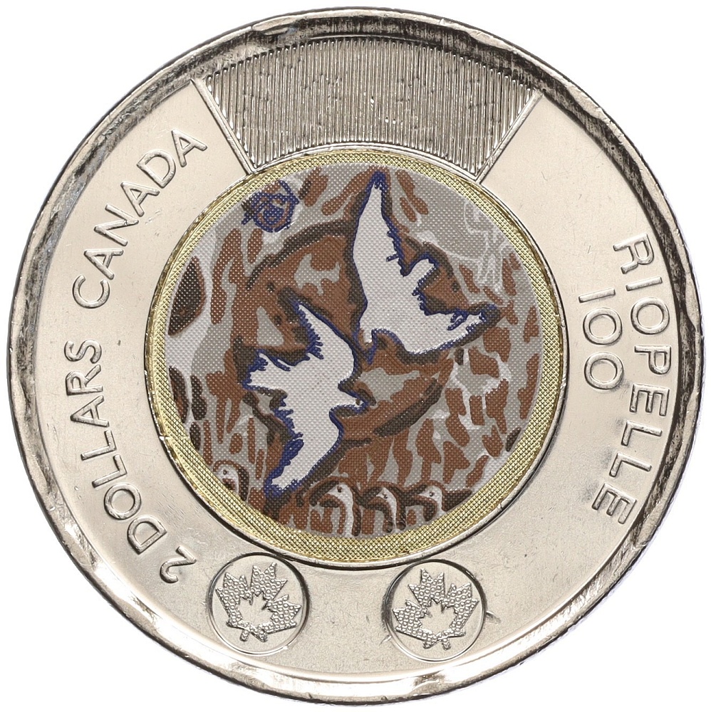2 доллара 2023 года Канада «100 лет со дня рождения Жан-Поля Риопеля» (Цветное покрытие) — Фото №1
