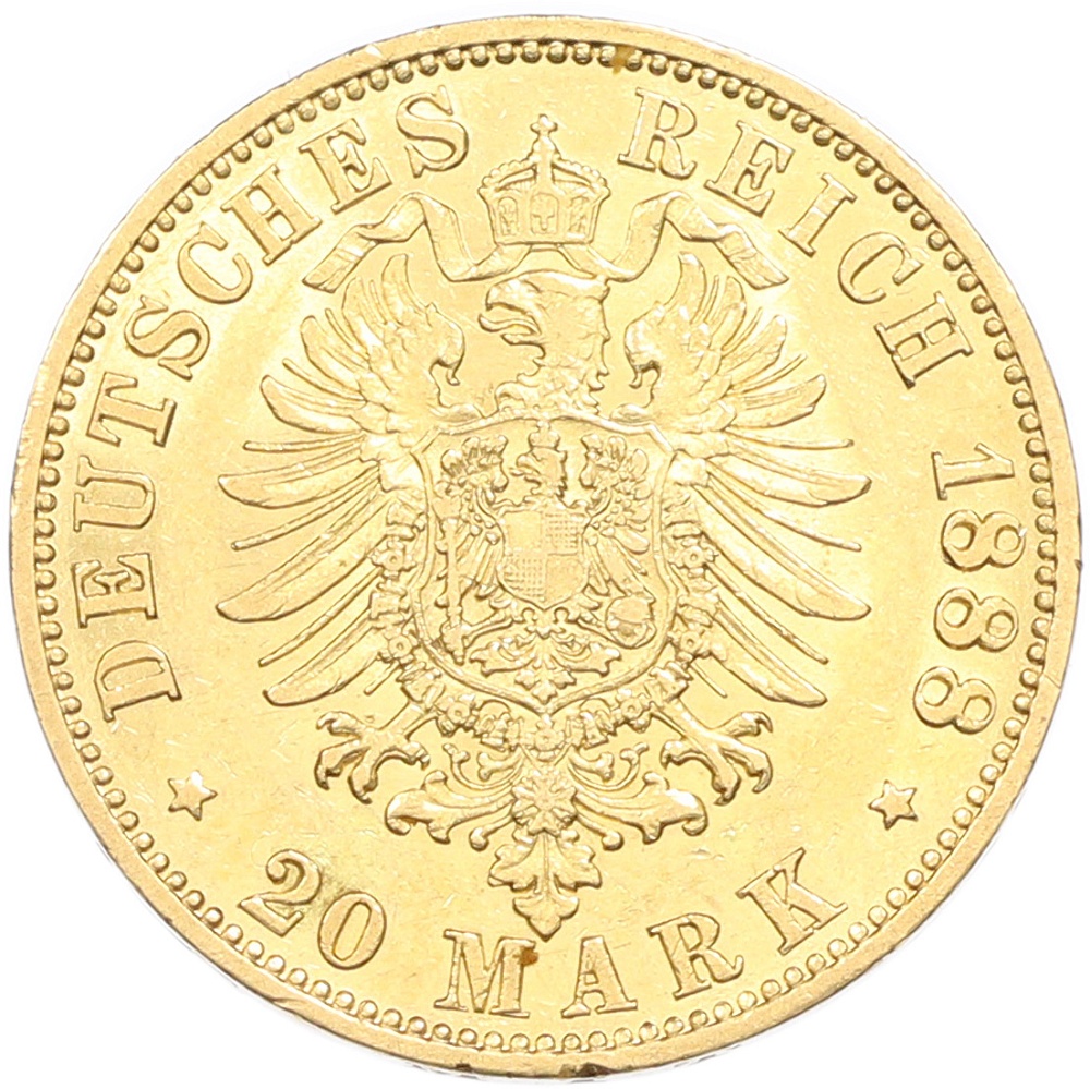 20 марок 1888 года Германия (Пруссия — Фридрих III) — Фото №2