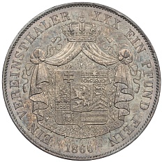 1 союзный таллер 1860 года Гессен-Гомбург — Фото №2