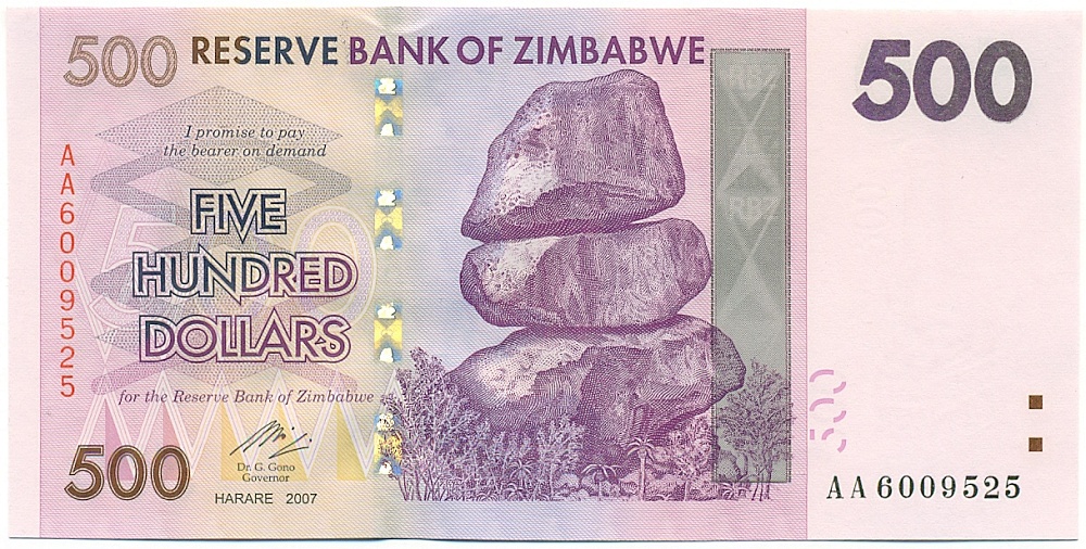 500 долларов 2007 года Зимбабве — Фото №1