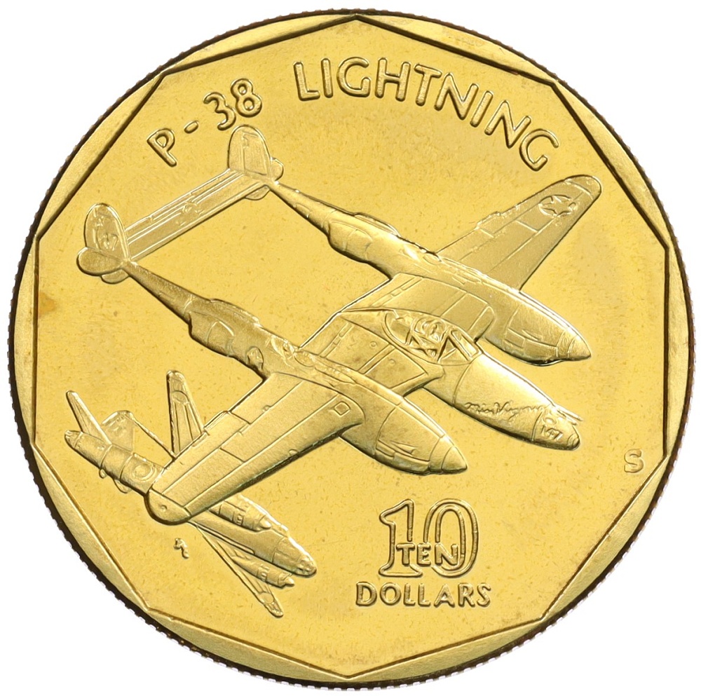 10 долларов 1991 года Маршалловы Острова «Самолеты Второй Мировой войны — Lockheed P-38 Lightning» — Фото №1