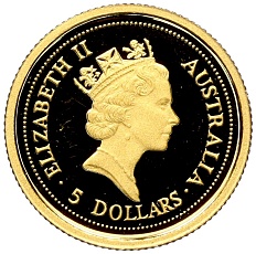 5 долларов 1997 года Австралия «Австралийский самородок — Кенгуру» — Фото №2