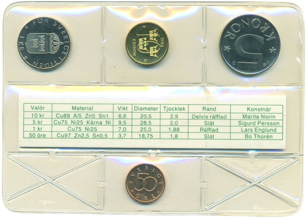 Годовой набор монет 1993 года Швеция — Фото №1